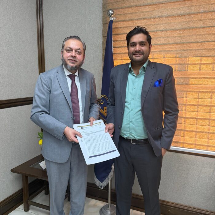 Syed Aun Shah meeting university leadership to discuss research and innovation